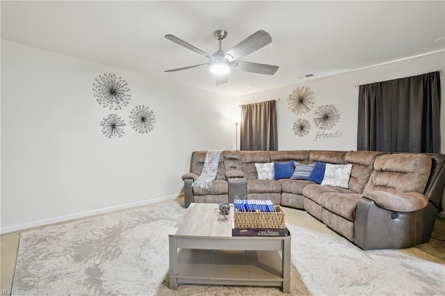 2685 Robert Monette Ln, Virginia Beach, VA 23456 - carpeted living area with ceiling fan and baseboards