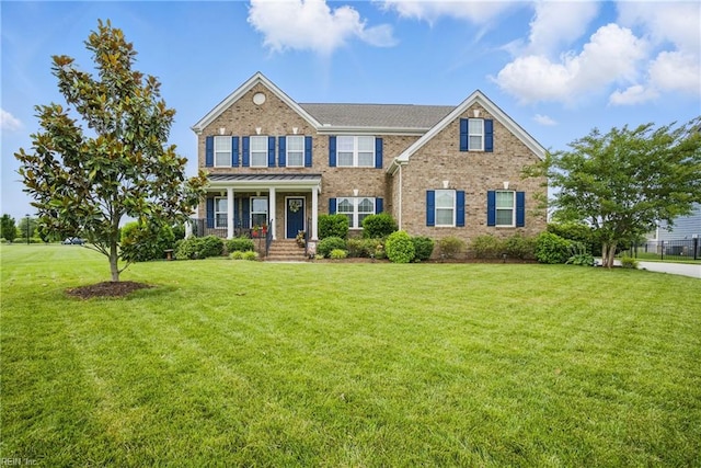 2685 Robert Monette Ln, Virginia Beach, VA 23456 - view of front of house featuring brick siding, a front lawn, and a porch
