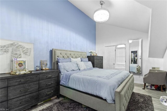 686 Aylesbury Dr, Virginia Beach, VA 23462 - bedroom with wood finished floors and high vaulted ceiling