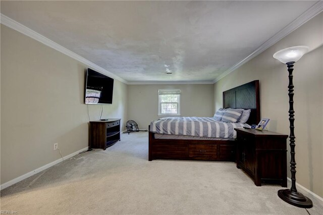 405 Bartell Dr, Chesapeake, VA 23322 - bedroom featuring light carpet, baseboards, and ornamental molding