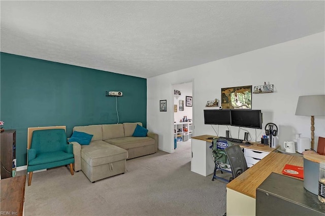 1 Smith St, Poquoson, VA 23662 - home office with a textured ceiling and carpet floors