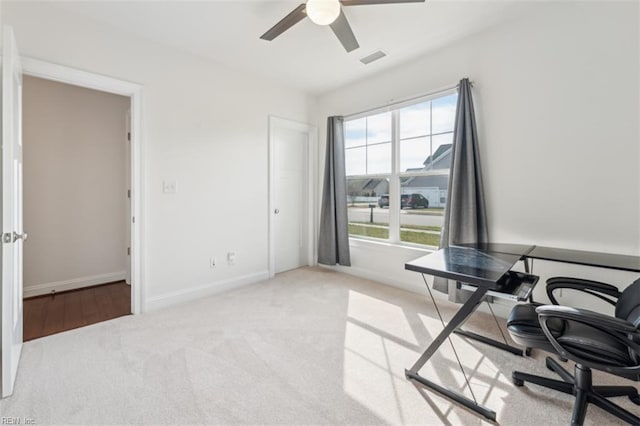 1652 Teton Ct, Chesapeake, VA 23320 - office featuring carpet floors, a ceiling fan, and baseboards
