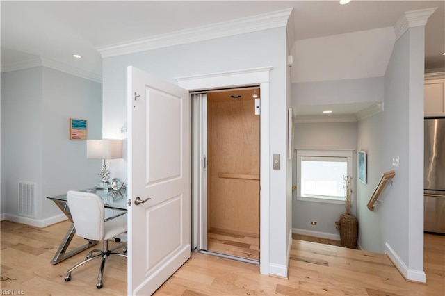 120 55th 1/2 St, Virginia Beach, VA 23451 - office space featuring crown molding, light wood-style flooring, recessed lighting, and baseboards