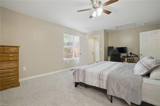 2613 Cedar Rd, Chesapeake, VA 23323 - carpeted bedroom with attic access, baseboards, and a ceiling fan