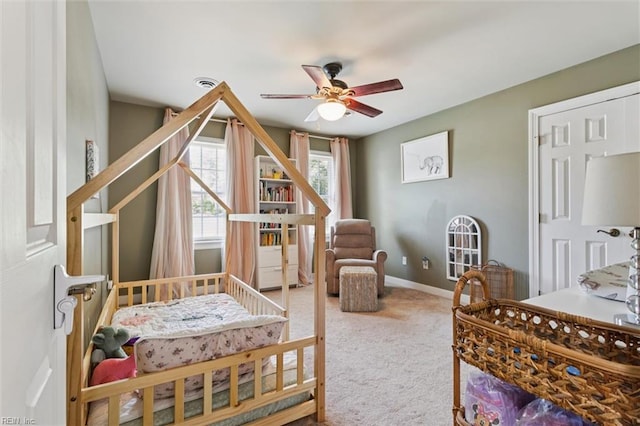 5891 Chaucer Dr, Providence Forge, VA 23140 - bedroom with carpet, baseboards, and a ceiling fan