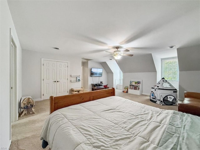 5891 Chaucer Dr, Providence Forge, VA 23140 - carpeted bedroom featuring ceiling fan, lofted ceiling, and baseboards