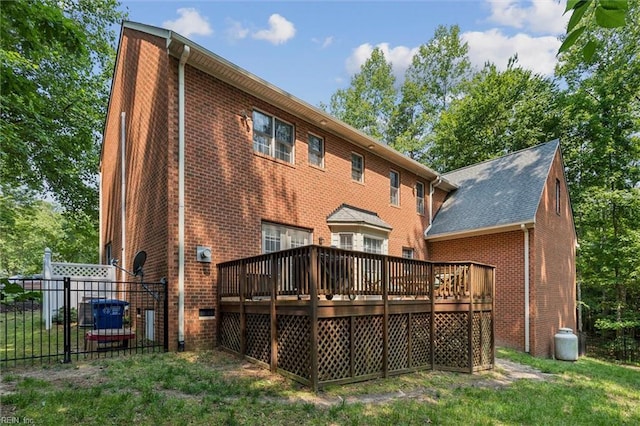 5891 Chaucer Dr, Providence Forge, VA 23140 - back of property with brick siding and a deck