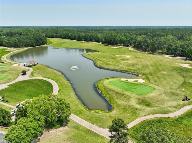 5891 Chaucer Dr, Providence Forge, VA 23140 - aerial view of property's location with a nearby body of water, a heavily wooded area, and a golf club