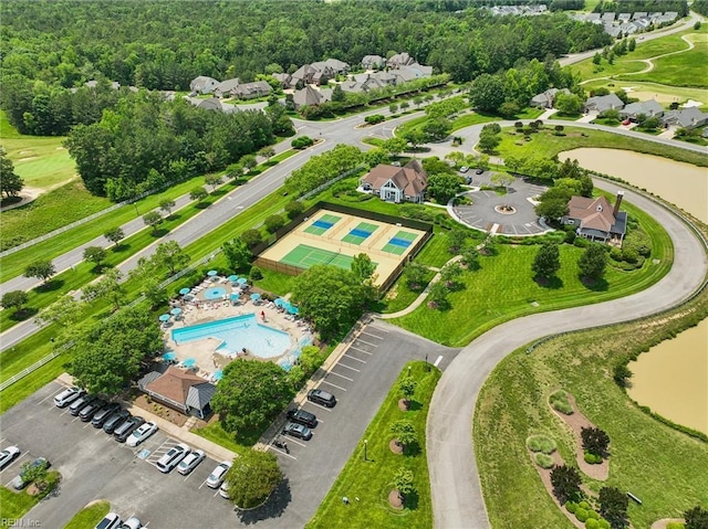 5891 Chaucer Dr, Providence Forge, VA 23140 - bird's eye view of a pool area and a large body of water