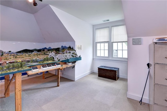 200 Cruden Bay, Williamsburg, VA 23188 - recreation room with baseboards, vaulted ceiling, and tile patterned floors