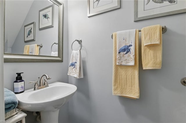 13435 Prince Andrew Trl, Carrollton, VA 23314 - bathroom featuring lofted ceiling and a sink