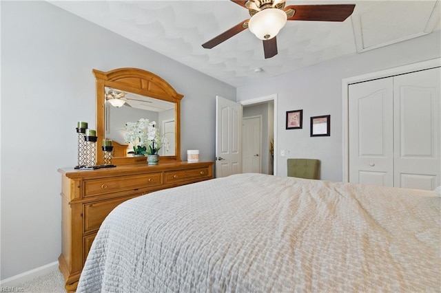 13435 Prince Andrew Trl, Carrollton, VA 23314 - bedroom featuring baseboards, a closet, carpet flooring, and ceiling fan