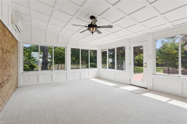 2438 Blue Castle Ct, Virginia Beach, VA 23454 - unfurnished sunroom featuring plenty of natural light, ceiling fan, and a wall mounted air conditioner