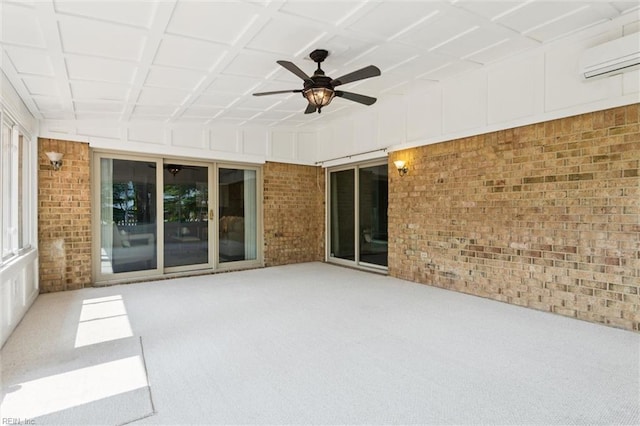 2438 Blue Castle Ct, Virginia Beach, VA 23454 - unfurnished sunroom featuring ceiling fan and a wall mounted air conditioner