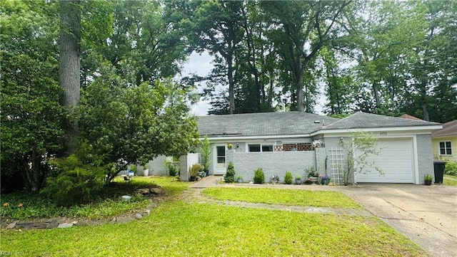 6372 Colby Way, Virginia Beach, VA 23464 - single story home featuring a garage, driveway, a front lawn, and brick siding