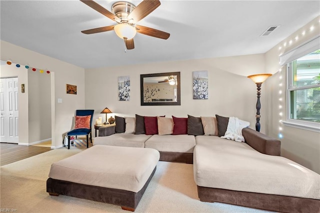 6372 Colby Way, Virginia Beach, VA 23464 - living area with a ceiling fan and baseboards
