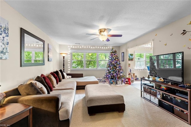 6372 Colby Way, Virginia Beach, VA 23464 - living area featuring ceiling fan, healthy amount of natural light, and a textured ceiling