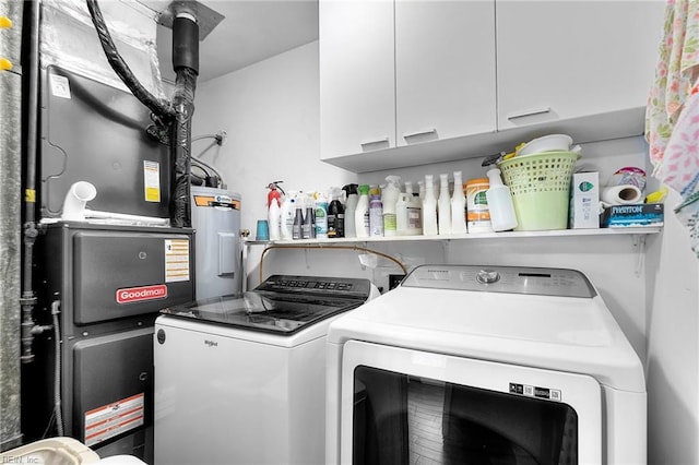 6372 Colby Way, Virginia Beach, VA 23464 - laundry area featuring separate washer and dryer, cabinet space, and heating unit