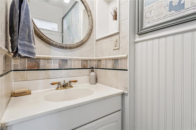 4002 Chesapeake Ave, Hampton, VA 23669 - bathroom with vanity and tile walls