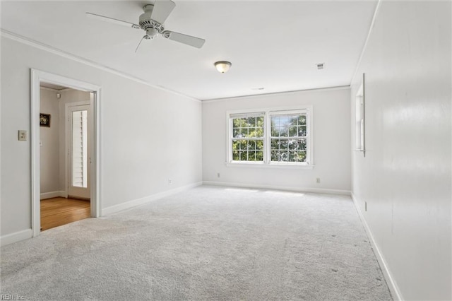 4002 Chesapeake Ave, Hampton, VA 23669 - carpeted spare room featuring a ceiling fan, baseboards, and crown molding