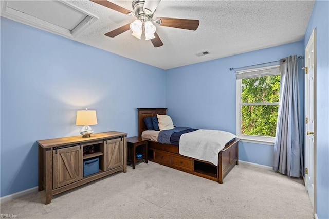 2753 Elson Green Ave, Virginia Beach, VA 23456 - bedroom featuring light colored carpet, a textured ceiling, a ceiling fan, and baseboards