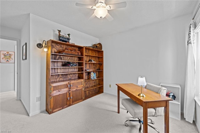 2753 Elson Green Ave, Virginia Beach, VA 23456 - office with light carpet, ceiling fan, a textured ceiling, and baseboards