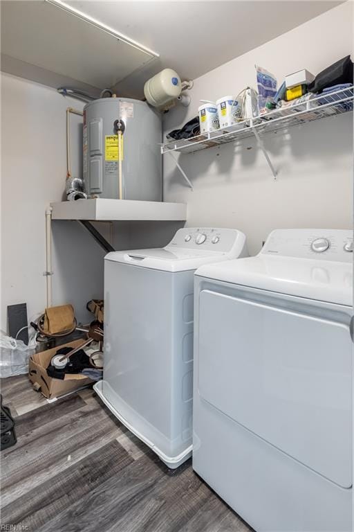1400 Granby St Unit 413, Norfolk, VA 23510 - laundry area featuring electric water heater, separate washer and dryer, and wood finished floors