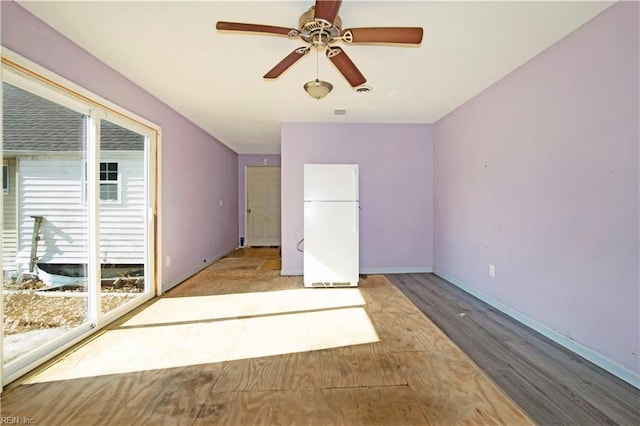3124 Choctaw Dr, Virginia Beach, VA 23464 - spare room with wood finished floors, ceiling fan, and baseboards