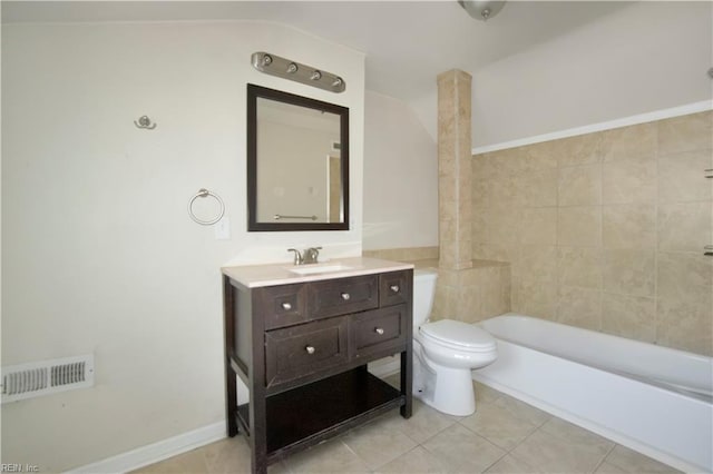 3124 Choctaw Dr, Virginia Beach, VA 23464 - bathroom with vanity, toilet, a tub to relax in, and tile patterned floors