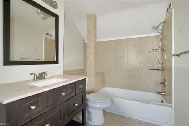 3124 Choctaw Dr, Virginia Beach, VA 23464 - bathroom featuring toilet, vanity, tile patterned floors, and shower / washtub combination