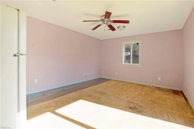 3124 Choctaw Dr, Virginia Beach, VA 23464 - empty room featuring a ceiling fan, wood finished floors, and baseboards