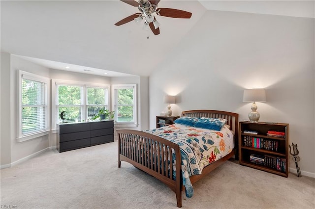 4712 Condor Dr, Chesapeake, VA 23321 - bedroom with carpet floors, baseboards, a ceiling fan, and high vaulted ceiling