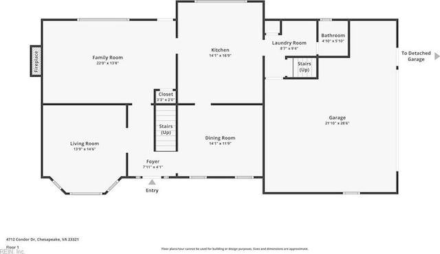4712 Condor Dr, Chesapeake, VA 23321 - room layout