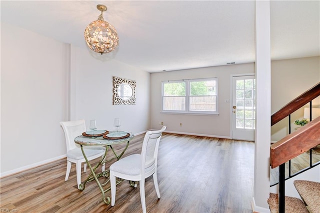 785 Biltmore Dr, Virginia Beach, VA 23454 - dining room with stairway, wood finished floors, and baseboards