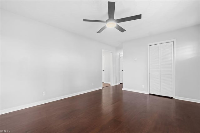 313 Delk St, Franklin, VA 23851 - unfurnished bedroom with wood finished floors, baseboards, a closet, and ceiling fan