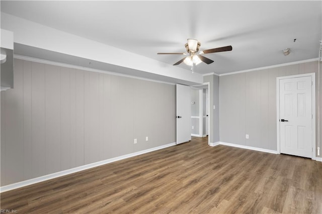 304 Odd Rd, Poquoson, VA 23662 - unfurnished bedroom with wood finished floors, baseboards, ornamental molding, and ceiling fan