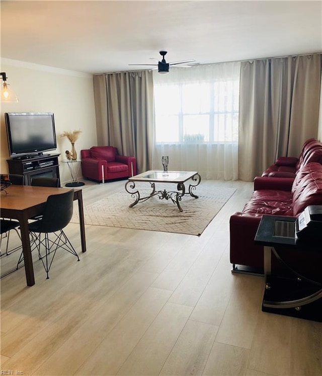 5201 Nuthall Dr Unit 204, Virginia Beach, VA 23455 - living area with wood finished floors and ceiling fan
