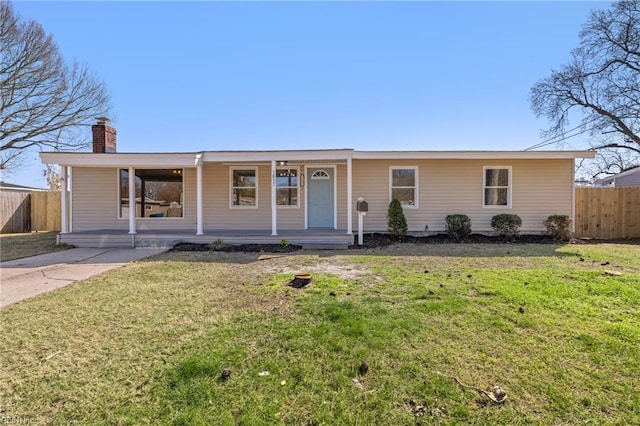1857 Karen Ln, Virginia Beach, VA 23454 - ranch-style house with a porch and a chimney