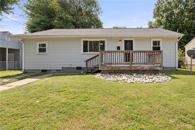 14 N Walker Rd, Hampton, VA 23666 - single story home featuring crawl space, a deck, and roof with shingles