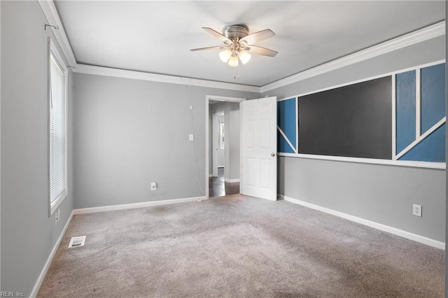 14 N Walker Rd, Hampton, VA 23666 - carpeted spare room with a ceiling fan, crown molding, baseboards, and plenty of natural light