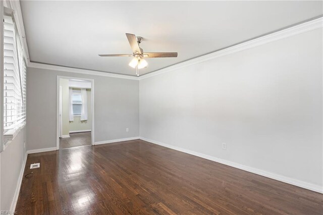 14 N Walker Rd, Hampton, VA 23666 - unfurnished room featuring a ceiling fan, wood finished floors, baseboards, and crown molding