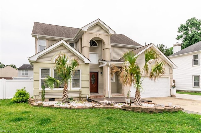 32 Gunter Ct, Hampton, VA 23666 - view of front facade with driveway, a garage, crawl space, and a shingled roof