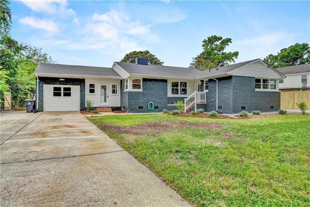 116 Odd Rd, Poquoson, VA 23662 - single story home with crawl space, driveway, a chimney, and brick siding