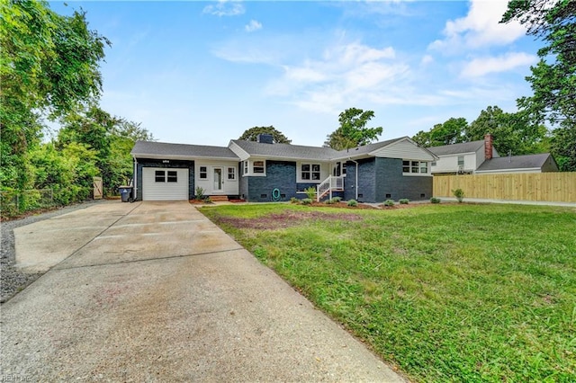 116 Odd Rd, Poquoson, VA 23662 - ranch-style home with an attached garage, concrete driveway, brick siding, and crawl space