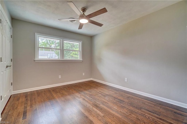 116 Odd Rd, Poquoson, VA 23662 - spare room featuring baseboards, wood finished floors, and a ceiling fan