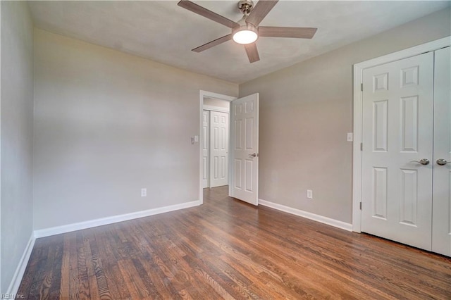 116 Odd Rd, Poquoson, VA 23662 - unfurnished bedroom featuring wood finished floors, baseboards, and a ceiling fan