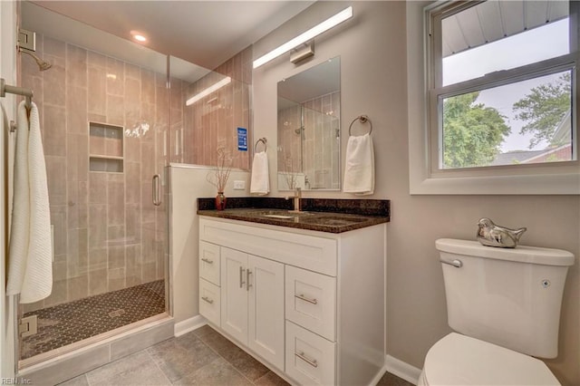 116 Odd Rd, Poquoson, VA 23662 - full bathroom with vanity, toilet, a stall shower, recessed lighting, and baseboards