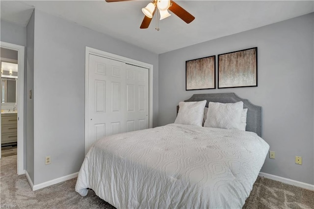 1240 Mozart Dr, Virginia Beach, VA 23454 - carpeted bedroom with baseboards, a closet, a sink, and ceiling fan
