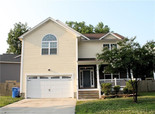 1158 Virginia Ave, Chesapeake, VA 23324 - traditional home with driveway, a garage, and a porch