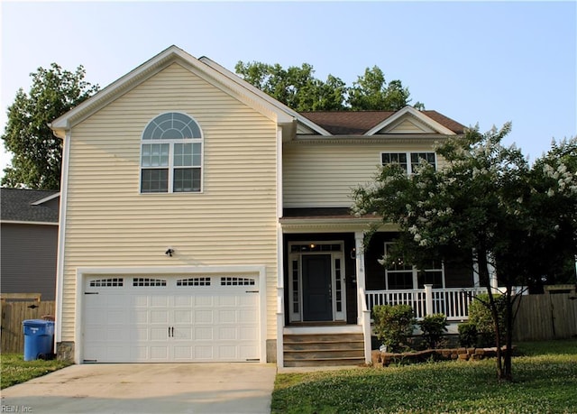 1158 Virginia Ave, Chesapeake, VA 23324 - traditional home featuring an attached garage, concrete driveway, a porch, and a shingled roof